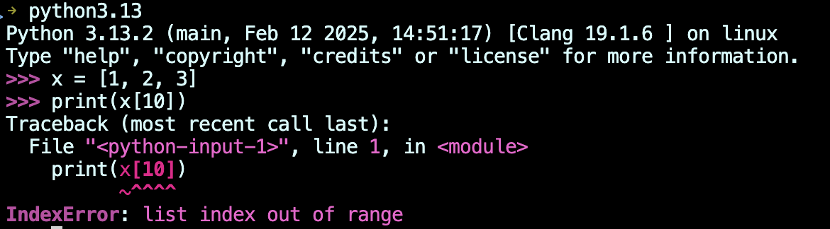 Python3.12でのエラーメッセージ表示